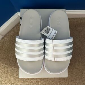 Adidas Adilette Platform Slides Cloud White Zero Metalic Gray (IE9703) Size 6W
